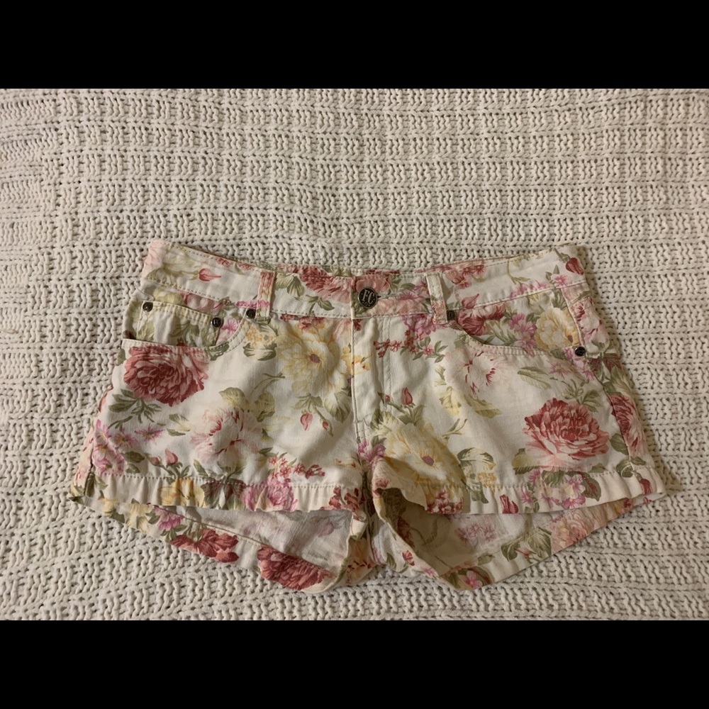 Pink floral shorts